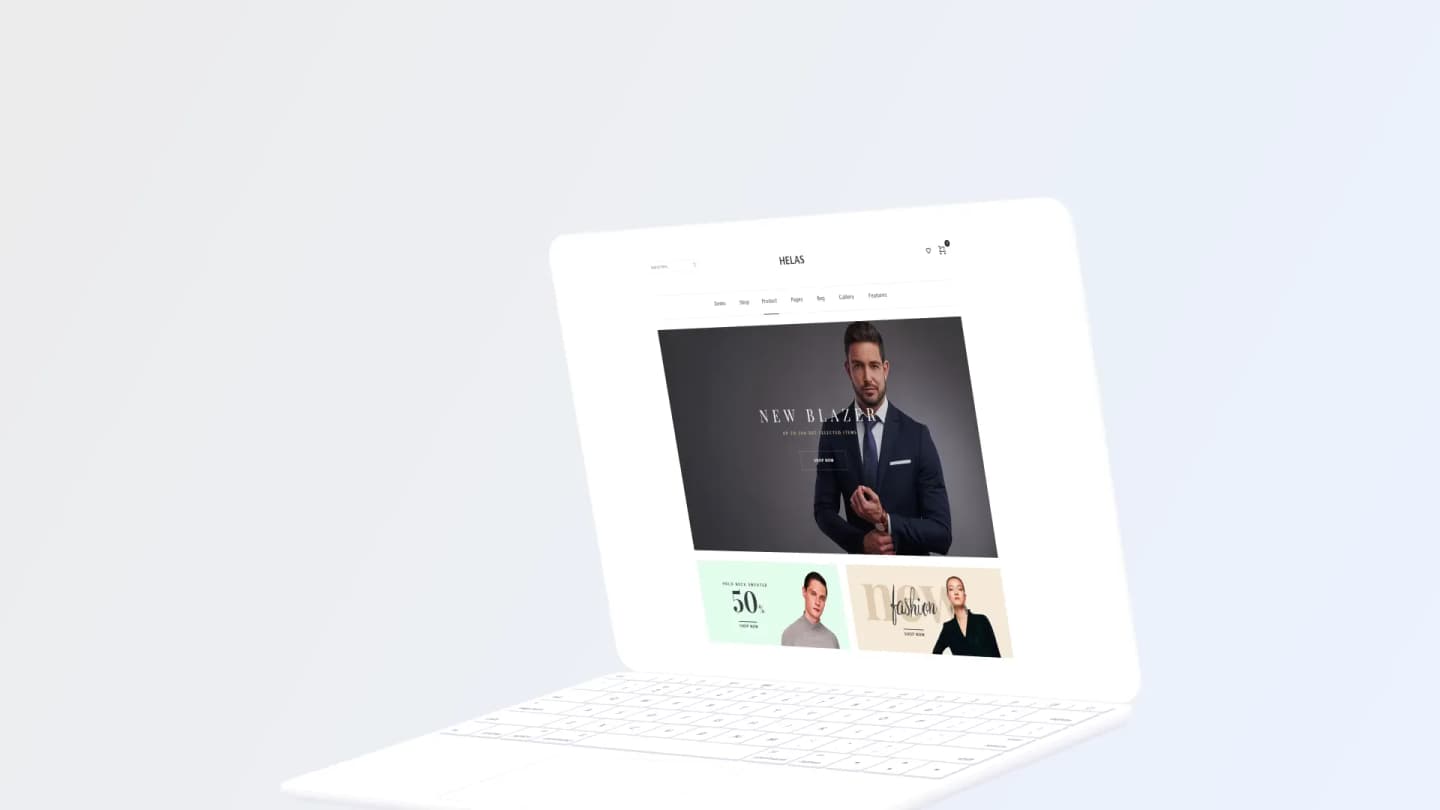 Custom e-commerce website designed and developed by Integr8e, shown on a laptop screen